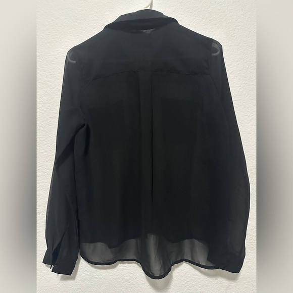 Colin’s Black Sheer Button-Up Blouse size Small - Picture 3 of 4